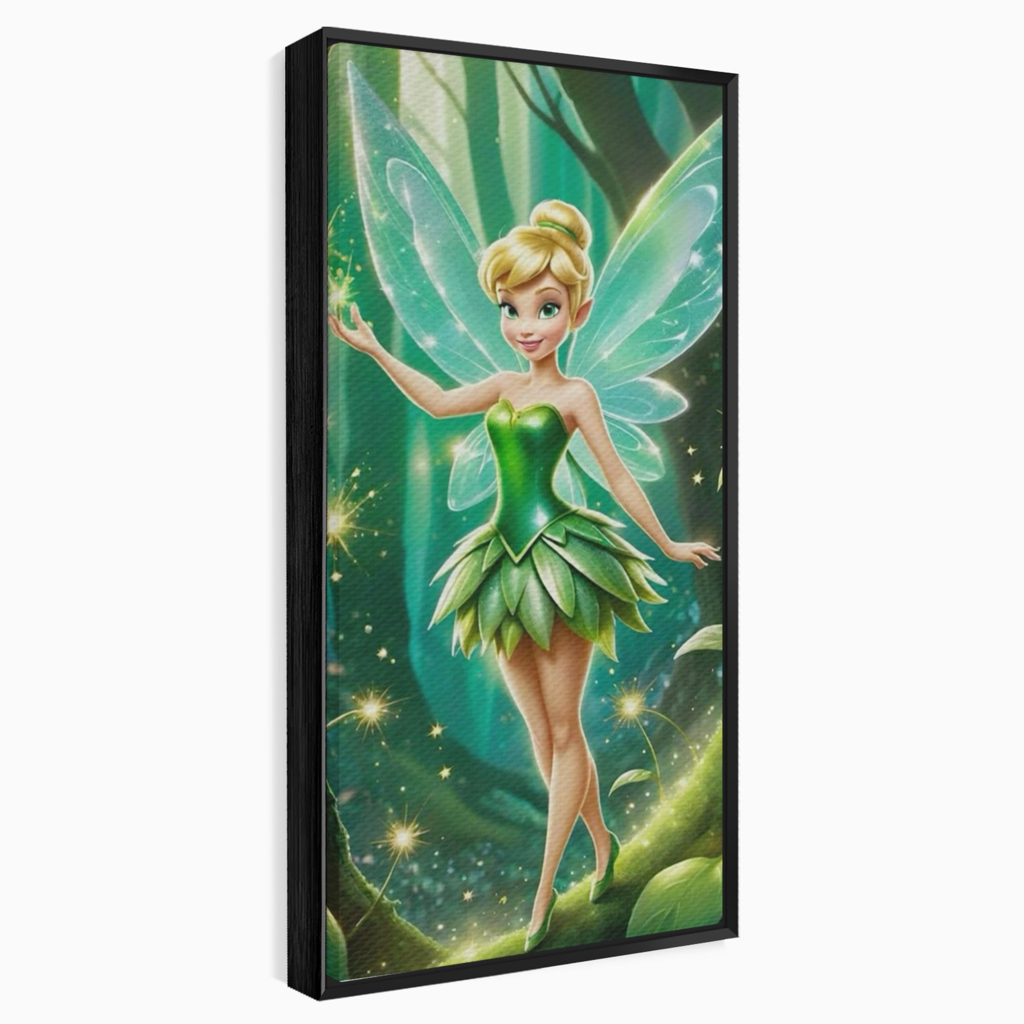Tablou canvas cu tablou canvas cu zana tinker bell, in rama de aluminiu negru